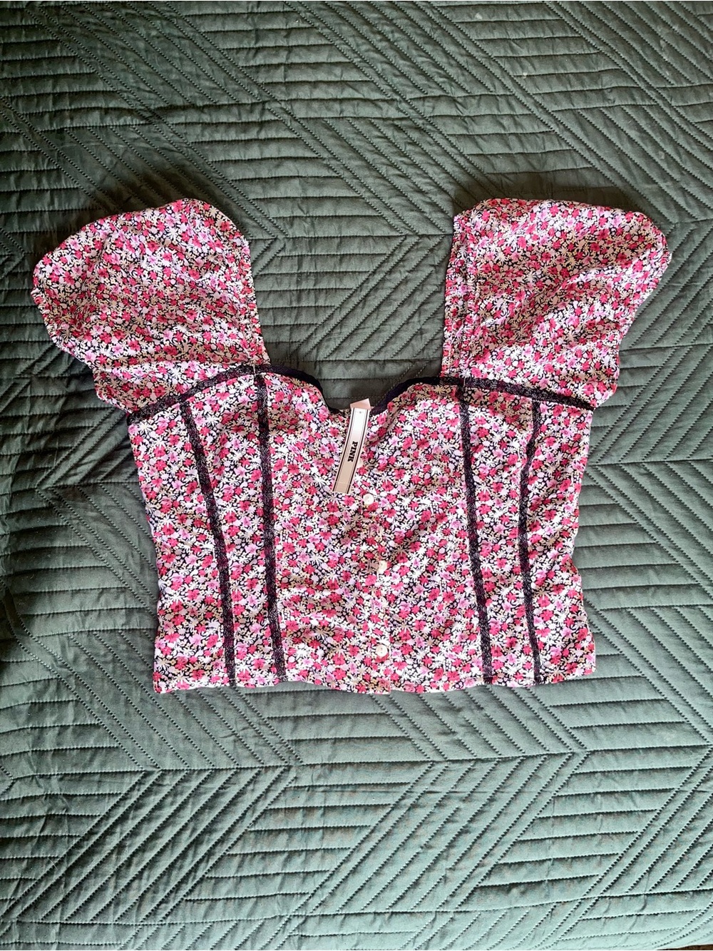 PINK Victoria's Secret Pink Floral Corset Crop Top